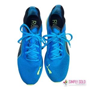 Puma‎ Deviate Nitro Wildwash Running Shoes Men's Blue Mesh Sneakers Lace-Up 11